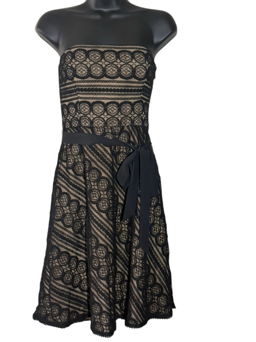 Ann Taylor LOFT Black Lace Strapless Dress 0P Petite Cocktail - Picture 5 of 9